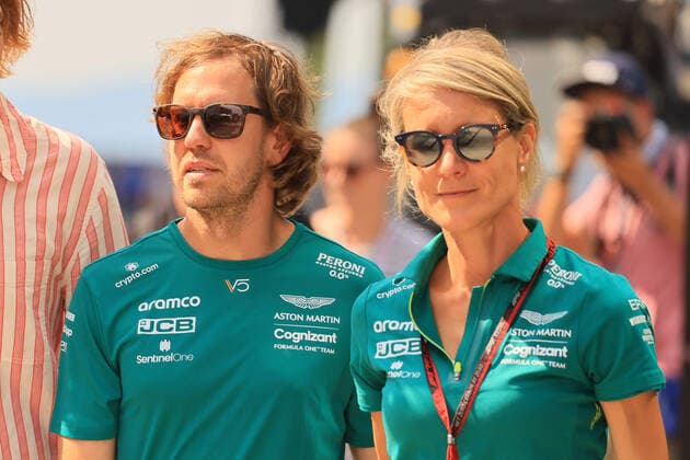 28th July 2022; The Hungaroring, Mogyor& xf3;d, Hungary: FIA Formula 1 Grand Prix, Driver arrival and inspection day: Aston Martin Aramco Cognizant F1 Team, Sebastian Vettel and his PR manager Britta Roeske  ActionPlus12411256 Octane