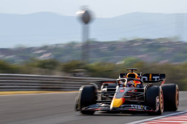 MOGYORoD, HUNGARY: Max Verstappen, racing for the Red Bull Racing team during the 2022 Formula 1 Hungarian Grand Prix at the Hungaroring in Mogyorod, Hungary.