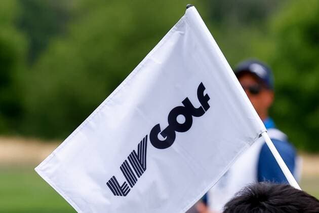 BEDMINSTER, NJ - JULY 29: A general view of a LIV GOLF flag during round 1 of the LIV Golf Invitational Series during the first round on July 29, 2022 at Trump National Golf Club in Bedminster, New Jersey. (Photo by Rich Graessle Icon Sportswire) GOLF: JUL 29 LIV Golf Invitational Series Bedminster Icon2207296781