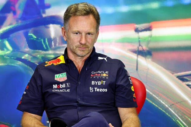 Christian Horner (GBR) Red Bull Racing Team Principal in the FIA press conference, PK, Pressekonferenz portrait during the Formula 1 Aramco Magyar Nagydij 2022, Hungarian Grand Prix 2022, 12th round of the 2022 FIA Formula One World Championship, WM, Weltmeisterschaft from July 28 to 31, 2022 on the Hungaroring, in Mogyorod, Hungary - F1 - HUNGARIAN GRAND PRIX 2022 DPPI Panoramic  LC1_5830