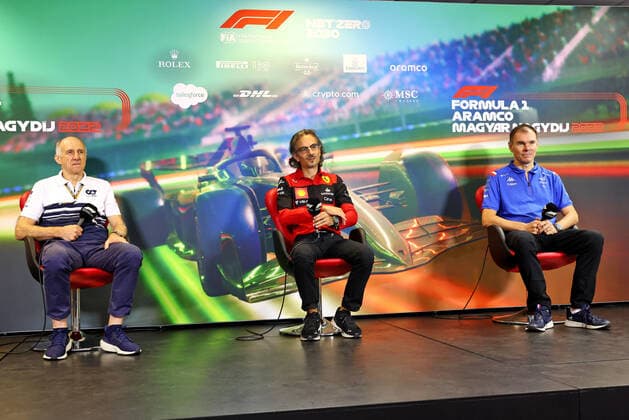 From left to right: Franz Tost (AUT) AlphaTauri Team Principal, Laurent Mekies (FRA) Ferrari Sporting Director and Alan Permane (GBR) Alpine F1 Team Trackside Operations Director in the FIA press conference, PK, Pressekonferenz portrait during the Formula 1 Aramco Magyar Nagydij 2022, Hungarian Grand Prix 2022, 12th round of the 2022 FIA Formula One World Championship, WM, Weltmeisterschaft from July 28 to 31, 2022 on the Hungaroring, in Mogyorod, Hungary - F1 - HUNGARIAN GRAND PRIX 2022 DPPI Panoramic LC2_3186