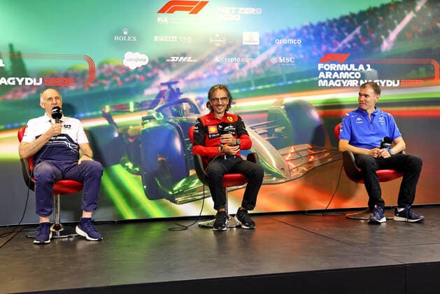 From left to right: Franz Tost (AUT) AlphaTauri Team Principal, Laurent Mekies (FRA) Ferrari Sporting Director and Alan Permane (GBR) Alpine F1 Team Trackside Operations Director in the FIA press conference, PK, Pressekonferenz portrait during the Formula 1 Aramco Magyar Nagydij 2022, Hungarian Grand Prix 2022, 12th round of the 2022 FIA Formula One World Championship, WM, Weltmeisterschaft from July 28 to 31, 2022 on the Hungaroring, in Mogyorod, Hungary - F1 - HUNGARIAN GRAND PRIX 2022 DPPI Panoramic LC2_3191