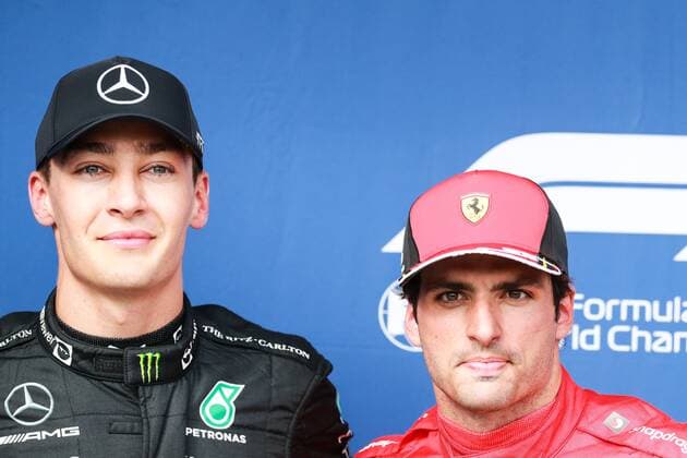 George Russell (Mercedes) und Carlos Sainz (Ferrari), Grosser Preis von Ungarn 2022, Motorsport, Formel 1, 30.07.2022 Grosser Preis von Ungarn 2022, Motorsport, Formel 1, 30.07.2022 Budapest Copyright: xEibner-Pressefoto YannickxRebholzx EP_YRZ