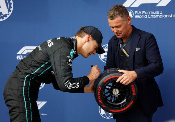 63 George Russell (GBR, Mercedes-AMG Petronas F1 Team), Tom Kristensen (DNK), F1 Grand Prix of Hungary at Hungaroring on July 30, 2022 in Budapest, Hungary. (Photo by HOCH ZWEI) Budapest Hungary