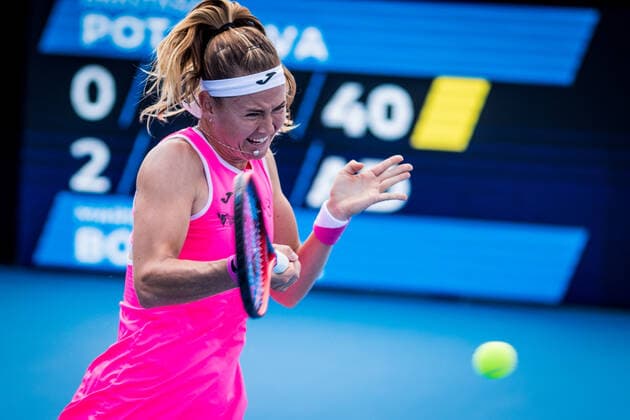 Marie Bouzkova (Czech) in action during the Livesport Prague Open WTA, Tennis Damen women’s tennis tournament, singles, final match against Anastasia Potapova (Russia), on July 31, 2022, in Prague, Czech Republic. (CTKxPhoto JaroslavxSvoboda) CTKPhotoP2022073103009  SVO 3