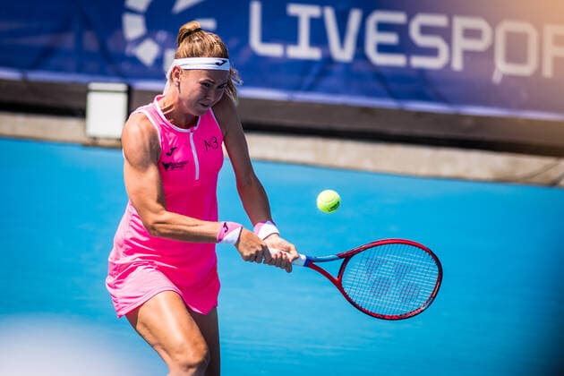 Marie Bouzkova (Czech) in action during the Livesport Prague Open WTA, Tennis Damen women’s tennis tournament, singles, final match against Anastasia Potapova (Russia), on July 31, 2022, in Prague, Czech Republic. (CTKxPhoto JaroslavxSvoboda) CTKPhotoP2022073103013  SVO 1