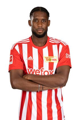 Jordan Siebatcheu; 1.FC Union Berlin FCU Fußball Fussball Bundesliga Herren DFL Porträttermin Saison 2022 2023 02.08.2022 Kader, Porträt, Vorstellung, Präsentation, Pressetermin, GER