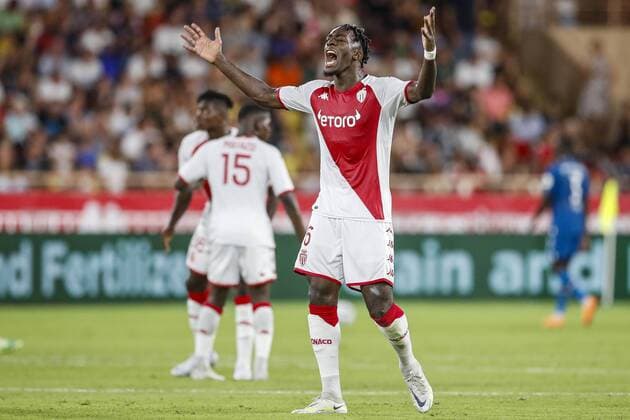 MONACO - Alex Disasi of AS Monaco celebrates the 1-1 draw during the UEFA Champions League third qualifying round match between AS Monaco and PSV Eindhoven at Stade Louis II on August 2, 2022 in Monaco, Monaco. ANP SEBASTIEN NOGIER UEFA Europa Champions League, Third Qualifying Round First Leg 2022 2023 xVIxANPxSportx xxANPxIVx