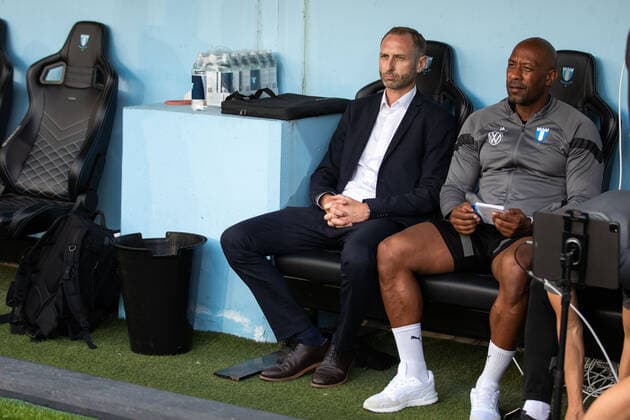 220804 Andreas Georgson, head coach and director of Malmö FF during the UEFA Europa League qualification match between Malmö FF and Diddeleng on August 4, 2022 in Malmö. Photo: Mathilda Ahlberg BILDBYRAN COP 240 MA0288 fotboll football soccer fotball uefa europa league kval qualifying round qualification malmö ff diddeleng bbeng dudelange Copyright: MATHILDAxAHLBERG BB220804BB163