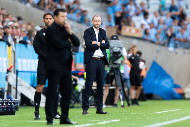 220804 Andreas Georgson, head coach and director of Malmö FF during the UEFA Europa League qualification match between Malmö FF and Diddeleng on August 4, 2022 in Malmö. Photo: Mathilda Ahlberg BILDBYRAN COP 240 MA0288 fotboll football soccer fotball uefa europa league kval qualifying round qualification malmö ff diddeleng bbeng dudelange Copyright: MATHILDAxAHLBERG BB220804BB200