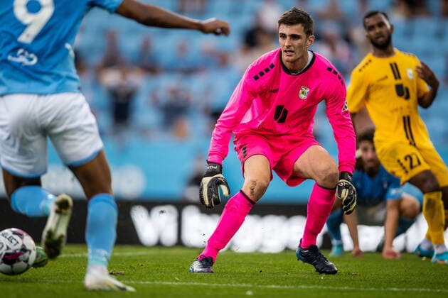 220804 Goalkeeper Lucas Fox of Diddeleng during the UEFA Europa League qualification match between Malmö FF and Diddeleng on August 4, 2022 in Malmö. Photo: Mathilda Ahlberg BILDBYRAN COP 240 MA0288 fotboll football soccer fotball uefa europa league kval qualifying round qualification malmö ff diddeleng bbeng dudelange Copyright: MATHILDAxAHLBERG BB220804BB214