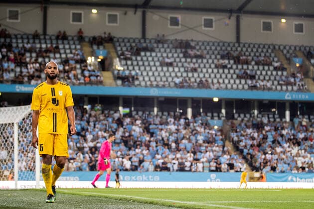 Fußball, EL-Quali, Malmö FF - F91 Dudelange 220804 Jules Diouf of Diddeleng during the UEFA Europa League qualification match between Malmö FF and Diddeleng on August 4, 2022 in Malmö. Photo: Mathilda Ahlberg BILDBYRAN COP 240 MA0288 fotboll football soccer fotball uefa europa league kval qualifying round qualification malmö ff diddeleng bbeng dudelange Copyright: MATHILDAxAHLBERG BB220804BB347