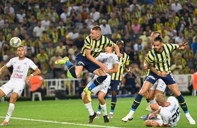 Attila Szalai of Fenerbahce SK during the UEFA Europa League Third Qualifying Round first Leg match between Fenerbahce SK and FC Slovacko at Ulker Stadium in Istanbul Turkey on August 04 , 2022. ( Photo by Seskimphoto ) 