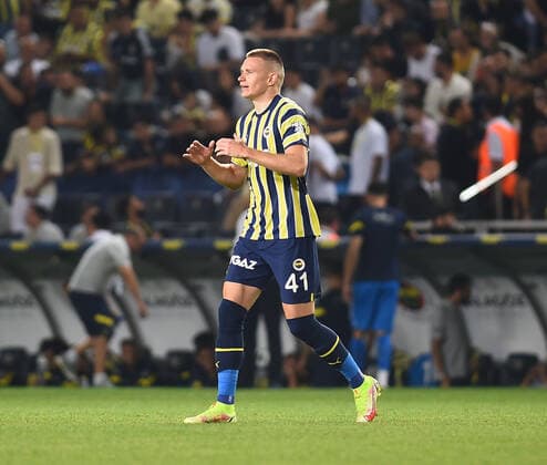 Attila Szalai of Fenerbahce SK during the UEFA Europa League Third Qualifying Round first Leg match between Fenerbahce SK and FC Slovacko at Ulker Stadium in Istanbul Turkey on August 04 , 2022. ( Photo by Seskimphoto ) 