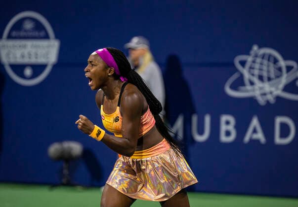 August 04, 2022 San Jose, CA USA : Coco Gauff reacts to winning a point against Naomi Osaka during the Mubadala Silicon Valley Classic Second Round Evening Session between Naomi Osaka (JPN) vs Coco Gauff (USA). Coco won the match at San Jose State University San Jose Calif. CSM San Jose USA - ZUMAc04_ 20220805_zaf_c04_022 Copyright: xThurmanxJamesx