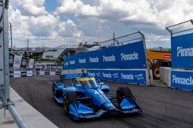 August 6, 2022, Nashville, TN, United States of America: JIMMIE JOHNSON (48) of El Cajon, California travels through the turns during a practice for the Big Machine Music City Grand Prix on the Streets Of Nashville in Nashville TN. IndyCar, Indy Car, IRL, USA SERIES 2022: Big Machine Music City Grand Prix Jimmie Johnson  - ZUMAa161 20220806_zaa_a161_045 Copyright: xWalterxG.xArcexSr.x