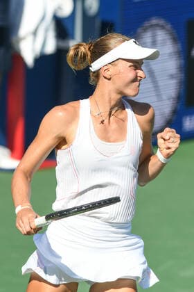 August 6, 2022, Washington, D.C, U.S: LIUDMILA SAMSONOVA celebrates winning her semifinal match against Xiyu Wang at the Rock Creek Tennis Center. Washington U.S. - ZUMAg196 20220806_zap_g196_001 Copyright: xKylexGustafsonx