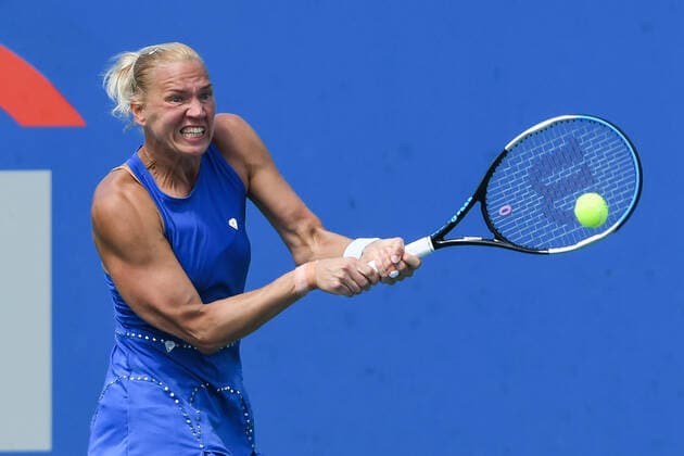 August 6, 2022, Washington, D.C, U.S: KAIA KANEPI hits a backhand during her semifinal match against Daria Seville at the Rock Creek Tennis Center. Washington U.S. - ZUMAg196 20220806_zap_g196_019 Copyright: xKylexGustafsonx