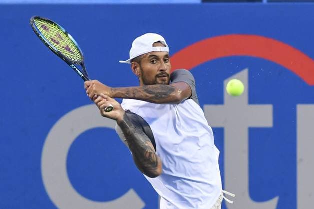 August 6, 2022, Washington, D.C, U.S: NICK KYRGIOS hits a backhand during his semifinal match against Mikael Ymer at the Rock Creek Tennis Center. Washington U.S. - ZUMAg196 20220806_zap_g196_031 Copyright: xKylexGustafsonx