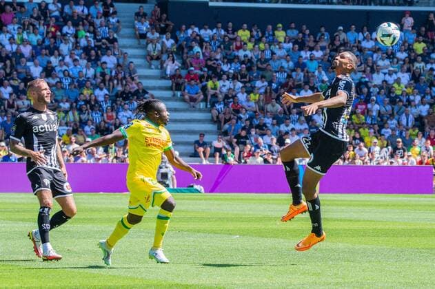 Cedric Hountondji (ANGERS SCO) Miha Blazic (ANGERS SCO) Moses Simon (FC NANTES) FOOTBALL : Angers SCO vs FC Nantes - Ligue 1 - JournÃ e 1- 07 08 2022 BaptisteAutissier Panoramic 