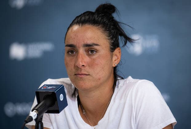August 7, 2022, TORONTO, CANADA: Ons Jabeur of Tunisia talks to the media ahead of the 2022 National Bank Open WTA, Tennis Damen 1000 tennis tournament TORONTO CANADA - ZUMAa181 20220807_zaa_a181_100 Copyright: xRobxPrangex