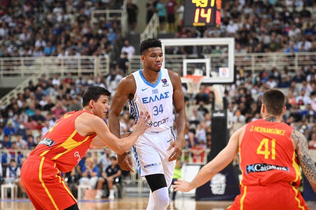 August 9, 2022, Athens, Greece: GIANNIS ANTETOKOUNMPO 34 of Greek Basketball Team react during the friendly match between the Greek national team, Nationalteam and the Spanish National Team at OAKA Stadium on August 9, 2022 in Athens, Greece. Iternational Basketball Teams - Friendly Match - Greece vs Spain, Athens, Greece  - ZUMAl164 20220809_zsa_l164_025 Copyright: xStefanosxKyriazisx
