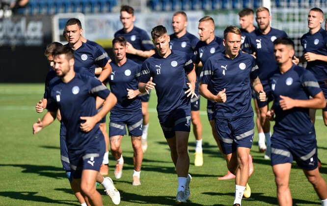 FC Slovacko training prior to European Football League third qualifying round return match FC Slovacko vs Fenerbahce Istanbul in Uherske Hradiste, Czech Republic, August 10, 2022. (CTKxPhoto DaliborxGluck) CTKPhotoP2022081006402  dg012