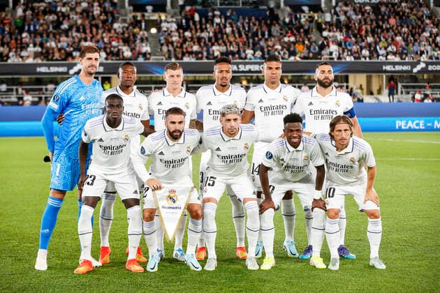 Team Picture during the UEFA Super Cup final between Real Madrid and Eintracht Frankfurt at the Helsinki Olympic Stadium on 10. August 2022 in Helsinki, Finland. (Kalle Parkkinen Newspix24)  Copyright: xKallexParkkinenx np24_KPB3523