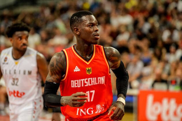 Sport Bilder des Tages Germany s Dennis Schroder (17) pictured in action during a friendly basketball match ahead of the European Championships between Belgian national team, Nationalteam the Belgian Lions and Germany, Wednesday 10 August 2022, in Hasselt. JILL DELSAUX JILLxDELSAUXx xBELGA  x38629143x