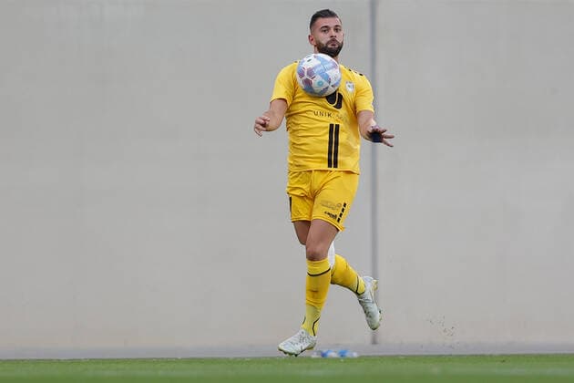 Sport Bilder des Tages Eliot Gashi (Düdelingen 7) Freisteller, Einzelbild, Aktion, Ganzkörper 11.08.2022 Fussball Europa League Qualifikation, 3. Runde, Rückspiel, Saison 2022-2023 11.08.2022 F91 Düdelingen (LUX) - Malmö FF (SWE) (Dudelange - Malmo) Stade de Luxembourg, Luxemburg
