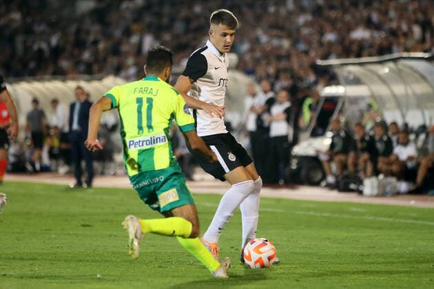 PARTIZAN vs AEK LARNACA SAMED BAZDAR fudbaler Partizana na utakmici kvalifikacija za UEFA Ligu Evropa protiv AEK Larnaka na stadionu Partizana, Beograd 11.08.2022. godine Foto: Fudbal, Partizan, UEFA Liga Evropa, AEK Larnaka, KvalifikacijeFOOTBALL, UEFA EUROPA LEAGUE, PARTIZAN, AEK LARNACA, QUALIFICATIONS Belgrade Partizan stadium Serbia Copyright: xMarkoxMetlas xMNxPressx