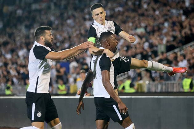 PARTIZAN vs AEK LARNACA IGOR VUJACIC, RICARDO JORGE PIRES GOMES Rikardo Zorge Pires Gomes, SLOBODAN UROSEVIC radost fudbalera Partizana na utakmici kvalifikacija za UEFA Ligu Evropa protiv AEK Larnaka na stadionu Partizana, Beograd 11.08.2022. godine Foto: Fudbal, Partizan, UEFA Liga Evropa, AEK Larnaka, KvalifikacijeFOOTBALL, UEFA EUROPA LEAGUE, PARTIZAN, AEK LARNACA, QUALIFICATIONS Belgrade Partizan stadium Serbia Copyright: xMarkoxMetlas xMNxPressx