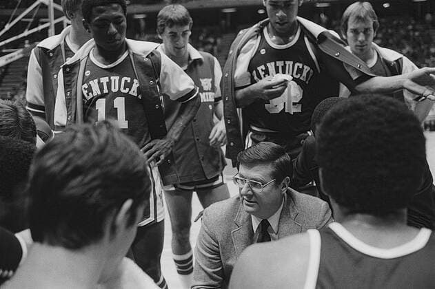 North Carolina vs Kentucky Colleger Basketball Kentucky coach Joe B. Hall, 1981 North Carolina vs Kentucky Colleger Basketball East Rutherford Brendan Byrne Arena New Jersey United States Copyright: xPaulxJ.xSutton DUOMO PCNx BK8101_122600