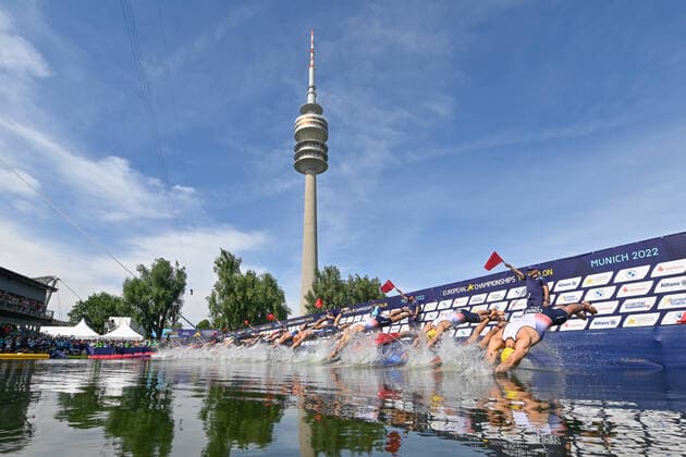 Sport Themen der Woche KW32 Sport Bilder des Tages Illustration picture shows the men Triathlon European Championships Munich 2022, in Munich, Germany, on Saturday 13 August 2022. The second edition of the European Championships takes place from 11 to 22 August and features nine sports. ERICxLALMAND  x38786366x