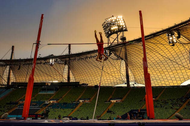 European Championships Munich22; Leichtathletik, 13.08.2022 Impressionen vom Stabhochsprung der U20 Maenner - European Championships Munich22 am 13.08.22 im Olympiastadion in Muenchen, Deutschland. Copyright: xBEAUTIFULxSPORTS AxelxKohringx