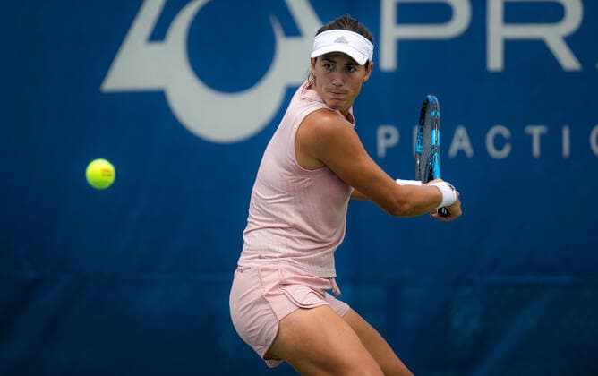 August 13, 2022, CINCINNATI, UNITED STATES: Garbine Muguruza of Spain during practice ahead of the 2022 Western & Southern Open WTA, Tennis Damen 1000 tennis tournament CINCINNATI UNITED STATES - ZUMAa181 20220813_zaa_a181_013 Copyright: xRobxPrangex