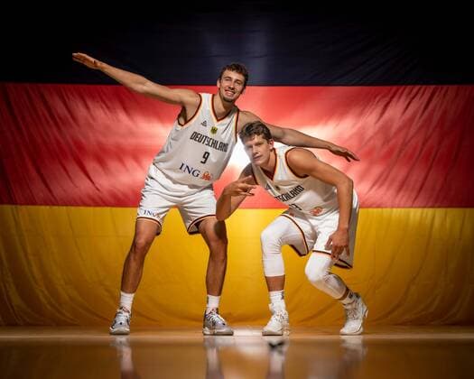 EuroBasket 2022, DBB - Kader Basketball Köln 08.08.2022 Deutsche Basketball Nationalmannschaft Herren Männer Kader für die Eurobasket 2022 Europameisterschaft Franz Wagner (Deutschland, No.09) Moritz Wagner (Deutschland, No.13)