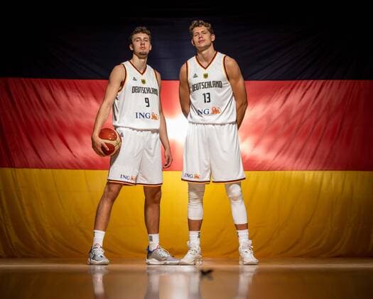 EuroBasket 2022, DBB - Kader Basketball Köln 08.08.2022 Deutsche Basketball Nationalmannschaft Herren Männer Kader für die Eurobasket 2022 Europameisterschaft Franz Wagner (Deutschland, No.09) Moritz Wagner (Deutschland, No.13)