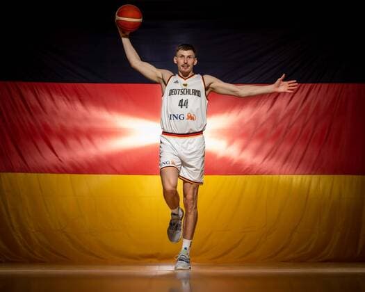Basketball Köln 08.08.2022 Deutsche Basketball Nationalmannschaft Herren Männer Kader für die Eurobasket 2022 Europameisterschaft David Krämer (Deutschland, No.44) Kraemer Kramer