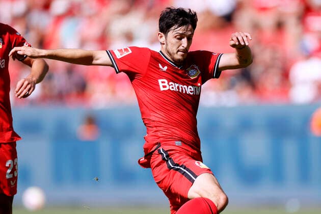 AZMOUN Sardar Team Bayer 04 Leverkusen DFL Bundesliga Saison 2022 - 2023 Spiel Bayer 04 Leverkusen - FC Augsburg 1 : 2 am 13. 08. 2022 in Leverkusen DFL REGULATIONS PROHIBIT ANY USE OF PHOTOGRAPHS as IMAGE SEQUENCES and or QUASI-VIDEO Copyright: xLacixPerenyix