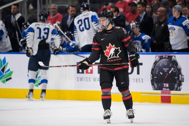 220815 Connor Bedard of Canada during the 2022 IIHF World Junior Championship group stage game between Canada and Finland on August 15, 2022 in Edmonton. Photo: Joel Marklund BILDBYRAN kod JM JM0360 bbeng ishockey Ice hockey, Eishockey jvm junior-vm u20 2022 iihf world junior championship world juniors canada kanada finland Copyright: JOELxMARKLUND BB220815JM050