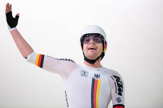 heo REINHARDT Madison Männer Finale European Championships2022 Theo REINHARDT (Deutschland) gewinnen Goldmedaille Madison Männer, Bahnradsport Europameisterschaften 2022 am 16. August 2022 in der Landeshauptstadt München. Die Europameisterschaften sind Teil der 2. European Championships.