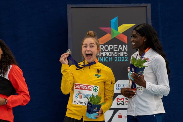 LUECKENKEMPER Gina (GER), 100 meter Women (100m Frauen), Gold GER, Athletics (Leichtathletik), European Championships Munich 2022, 17.08.2022, GER, Athletics (Leichtathletik), European Championships Munich 2022, 17.08.2022 Muenchen Copyright: xEibner-Pressefotox EP_SMR