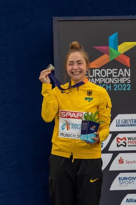 LUECKENKEMPER Gina (GER), 100 meter Women (100m Frauen), Gold GER, Athletics (Leichtathletik), European Championships Munich 2022, 17.08.2022, GER, Athletics (Leichtathletik), European Championships Munich 2022, 17.08.2022 Muenchen Copyright: xEibner-Pressefotox EP_SMR