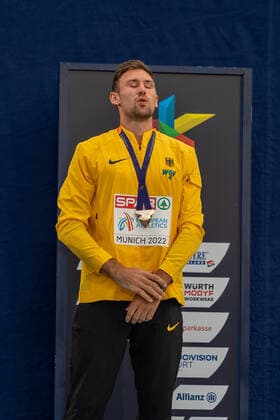 KAUL Niklas (GER), Decathlon Men (Zehnkampf Maenner), Gold GER, Athletics (Leichtathletik), European Championships Munich 2022, 17.08.2022, GER, Athletics (Leichtathletik), European Championships Munich 2022, 17.08.2022 Muenchen Copyright: xEibner-Pressefotox EP_SMR