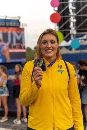 PUDENZ Kristin (GER), Discus Throw Women (Diskuswurf Frauen), Silber GER, Athletics (Leichtathletik), European Championships Munich 2022, 17.08.2022, GER, Athletics (Leichtathletik), European Championships Munich 2022, 17.08.2022 Muenchen Copyright: xEibner-Pressefotox EP_SMR