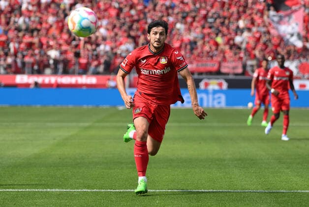 Sardar Azmoun (Bayer Leverkusen) 13.08.2022, Fussball GER, Saison 2022 2023, 1. Bundesliga, 2. Spieltag, Bayer 04 Leverkusen - FC Augsburg 1:2 Foto: Maik Hölter TEAM2sportphoto DFL regulations prohibit any use of photographs as image sequences and or quasi-video Leverkusen BayArena Nordrhein Westfalen Deutschland