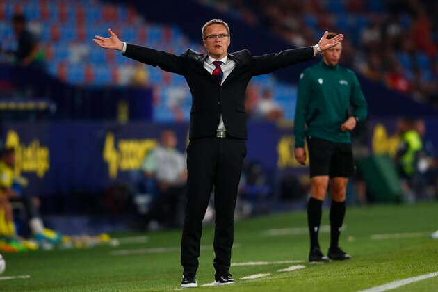 PXL_Villarreal CF vs HNK Hajduk VALENCIA, SPAIN - AUGUST 18: Head Coach of HNK Hajduk Split Valdas Dambrauskas reacts during the UEFA Conference League play-offs first leg match between Villarreal CF and HNK Hajduk on August 18, 2022 in Valencia, Spain. OmarxArnau PIXSELL