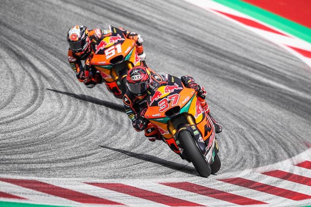 MOTORSPORTS - MotoGP, GP of Austria 2022 SPIELBERG,AUSTRIA,19.AUG.22 - MOTORSPORTS - Moto2, Grand Prix of Austria, Red Bull Ring, free practice. Image shows Augusto Fernandez (ESP Red Bull KTM Ajo) and Pedro Acosta (ESP Red Bull KTM Ajo).  GEPAxpictures xManfredxBinder