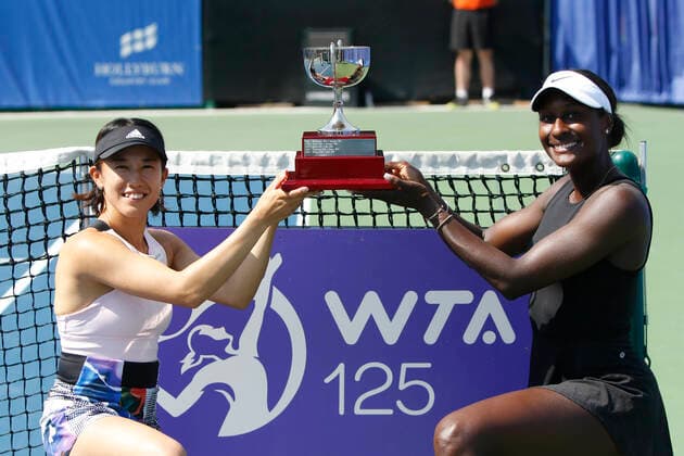 August 20, 2022: 20 08 2022 - VANCOUVER,BC - AUGUST 20 : Double Womens Champions Muyi Kato(JPN) Asia Muhammad (USA) def Timea Babos(HUN) Angela Kulikov(USA) during day eitght of 2022 Odlum Brown VanOpen at Hollyburn Country Club on August 20, 2022, in West Vancouver,British Columbia,Canada.( Pximages - ZUMAp175 20220820_zsa_p175_024 Copyright: xClelioxTomazx